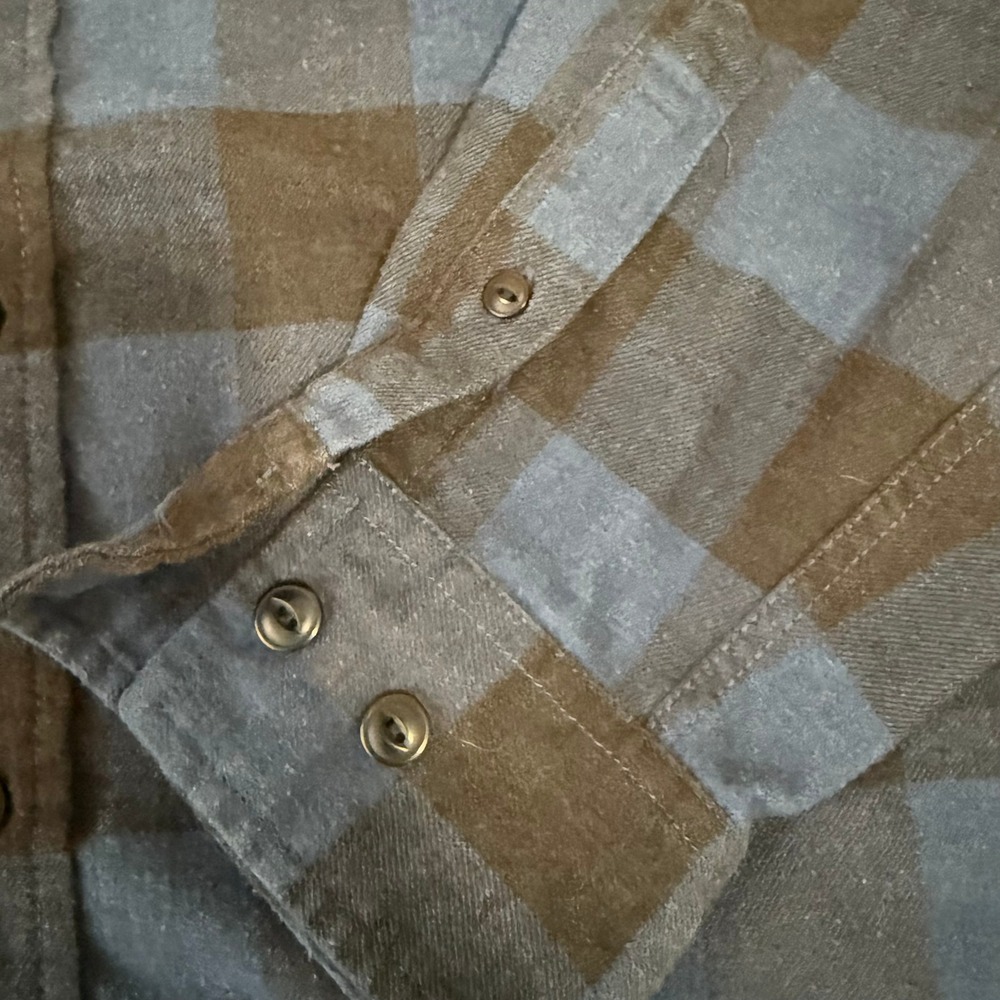 Weatherproof Vintage Mens Blue Buffalo Plaid Flannel ButtonUp Shirt Cabincore - Picture 4 of 12